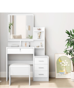 Modern White Dressing Table, White Vanity Table, Dressing Table with Mirror, White Makeup Vanity, Bedroom Vanity Desk, Modern Bedroom Furniture, Minimalist Dressing Table, Contemporary Vanity, Nordic Style Vanity, Chic Bedroom Decor, Vanity Table with Storage, Dressing Table with Drawers, Vanity with LED Mirror, Compact Dressing Table, Makeup Storage Desk, Small Space Bedroom Furniture, Master Bedroom Vanity, Girls Bedroom Vanity, Apartment Furniture, Home Studio Vanity